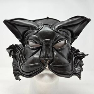 HAND MADE BROWN LEATHER CAT PANTHER SHAMAN SHAMANIC MASK JL CHUITES